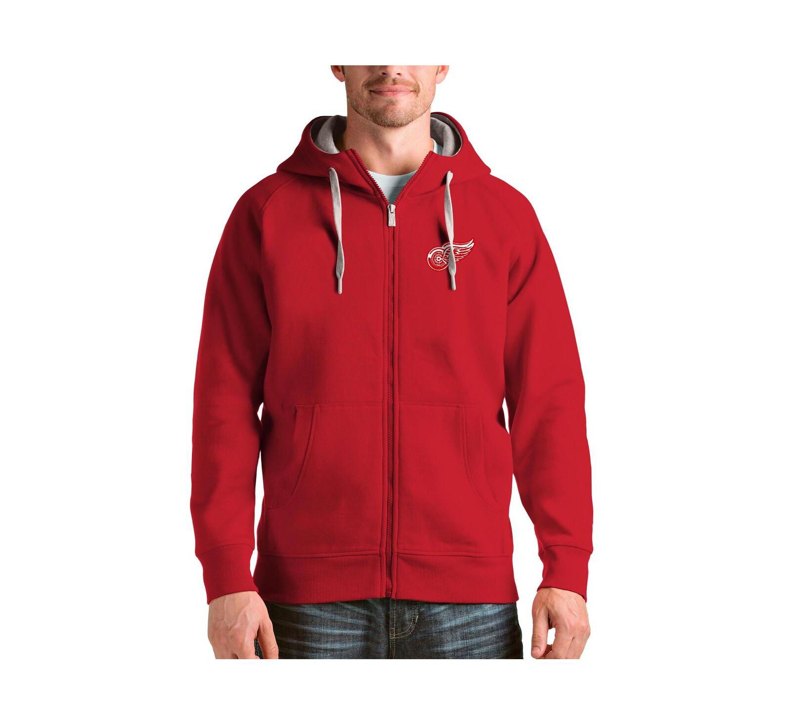 Antigua Men's Red Detroit Red Wings Logo Victory Full-Zip Hoodie