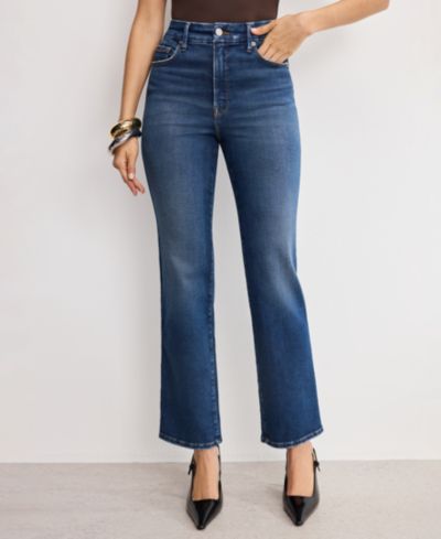 Good American Women's Soft Tech Good Curve Straight Jeans, Regular & Plus Size