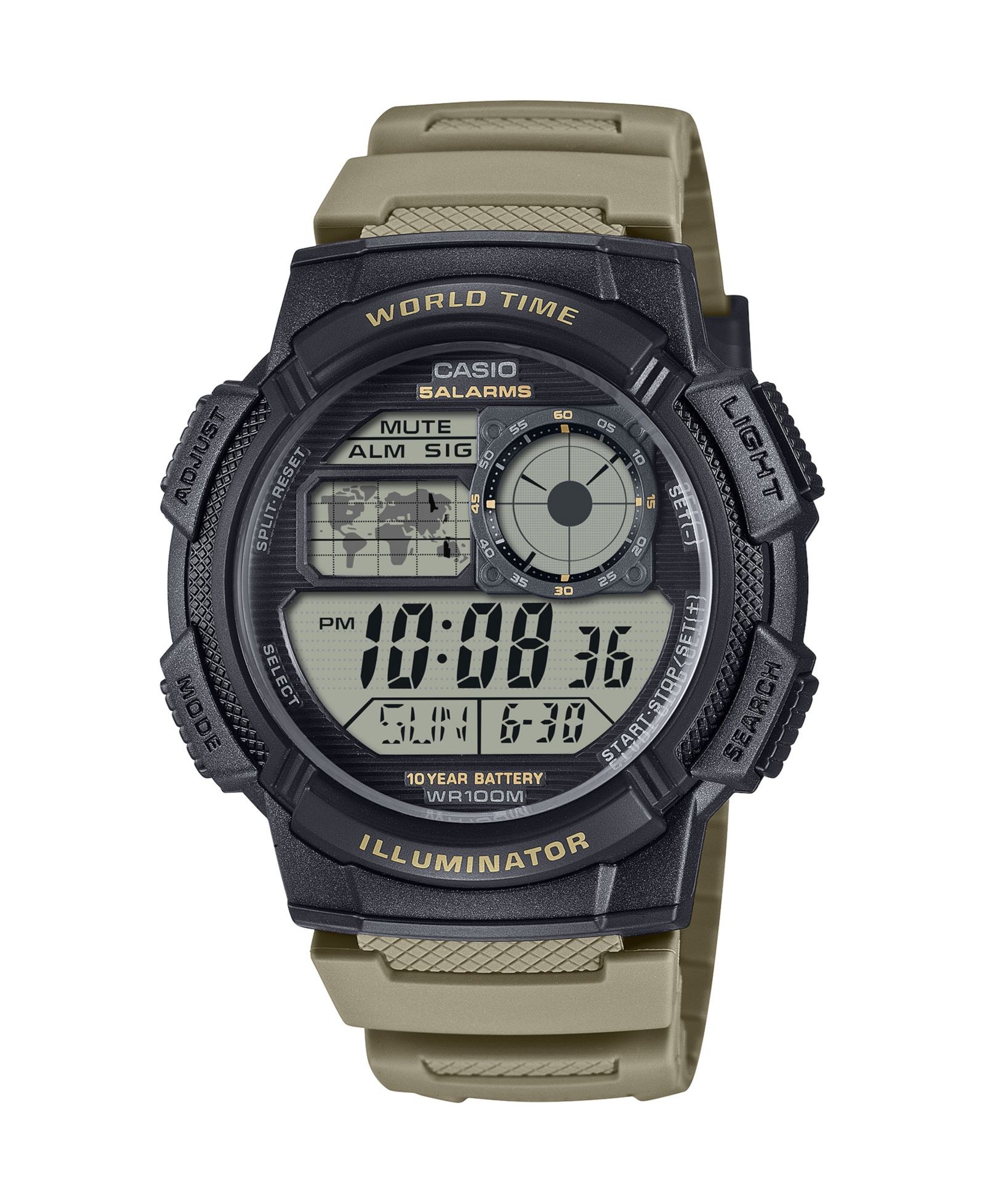 Casio Men's Digital Tan Resin Watch, 45mm