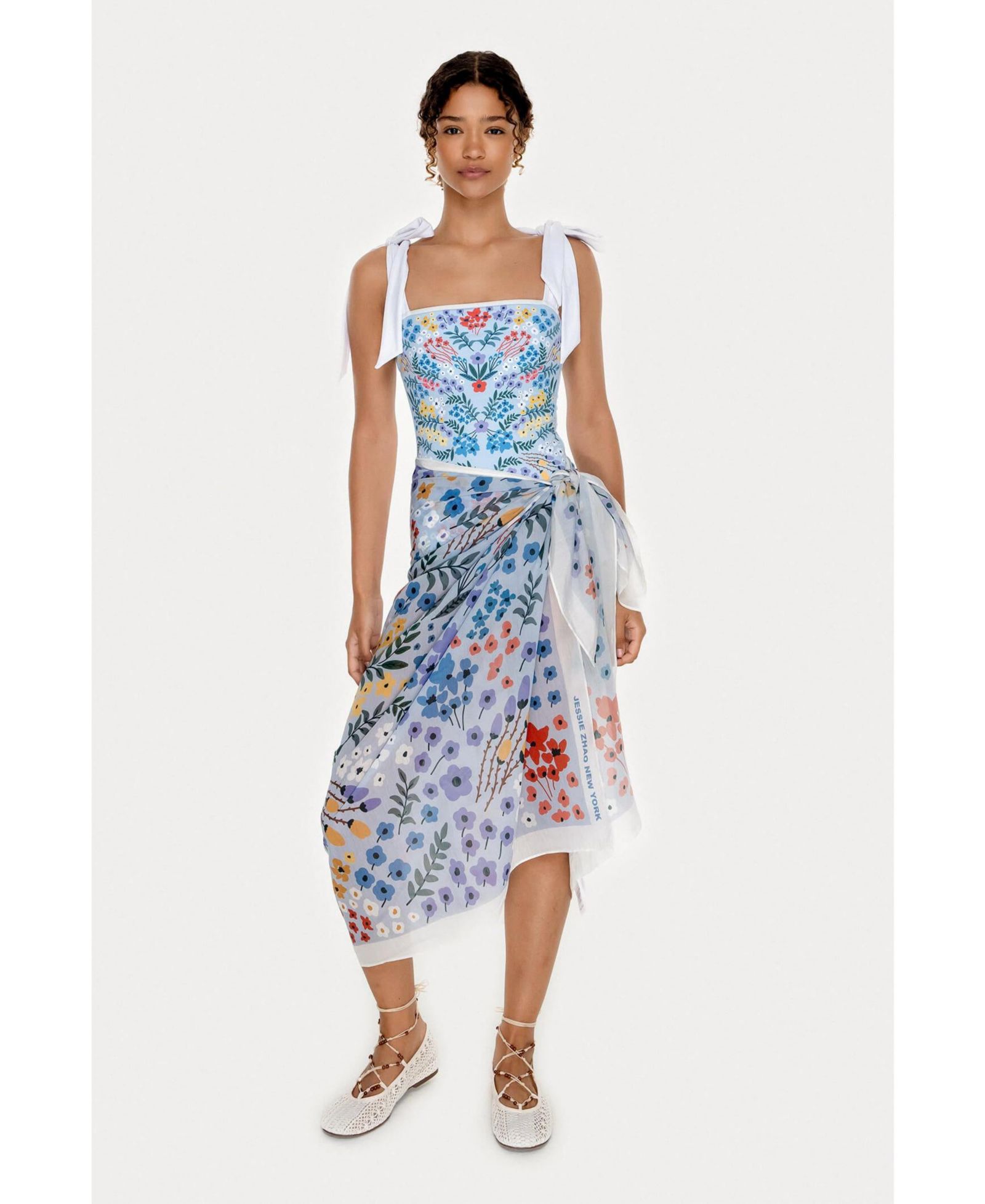 Jessie Zhao New York Women's Beach Sarong Wrap - Blue Garden