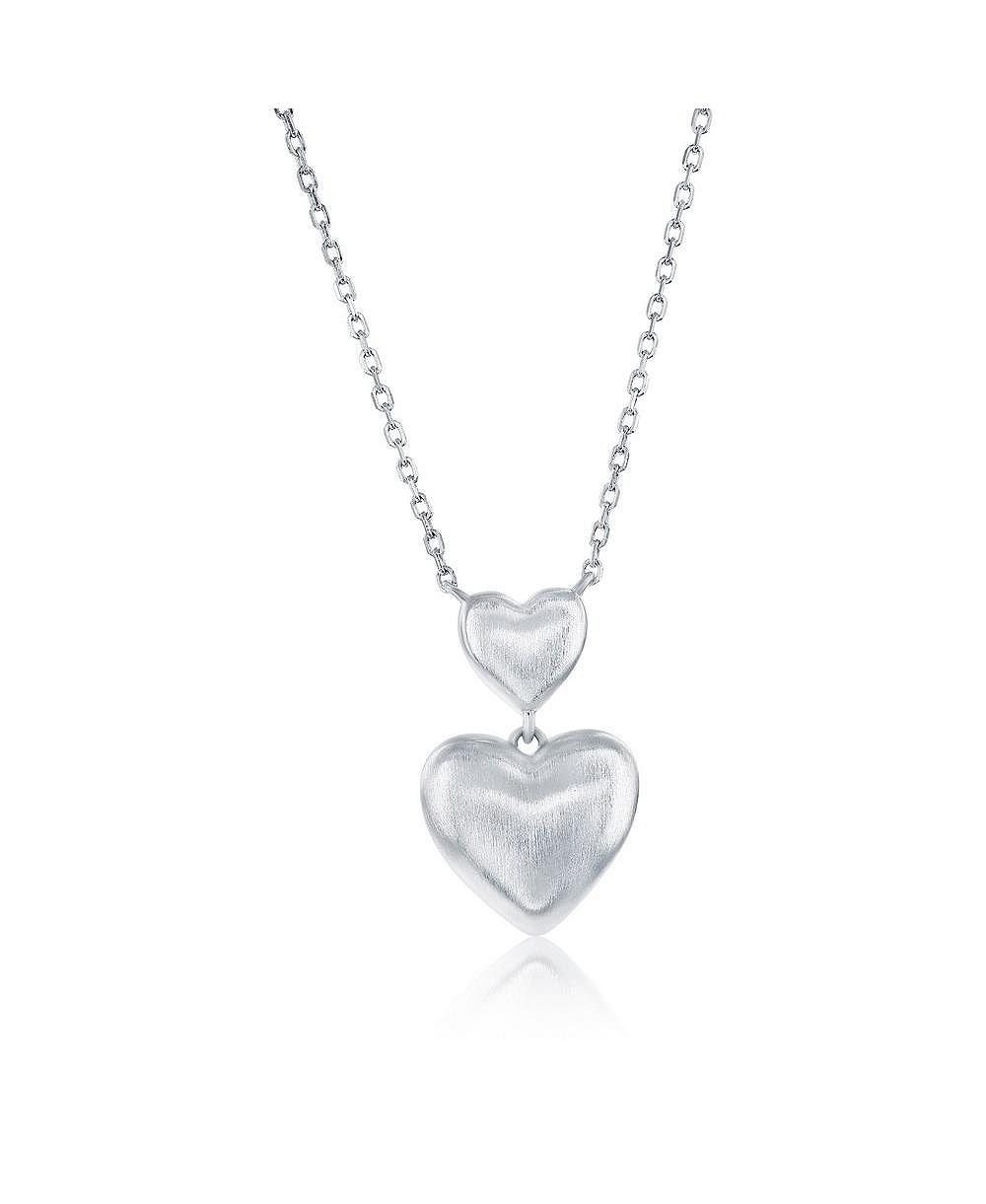 Simona ожерелье Sterling Matte Double Heart Puffed