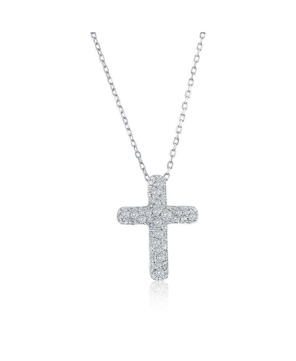 Ожерелье Sterling с подвеской в виде креста и камнями CZ Pave
