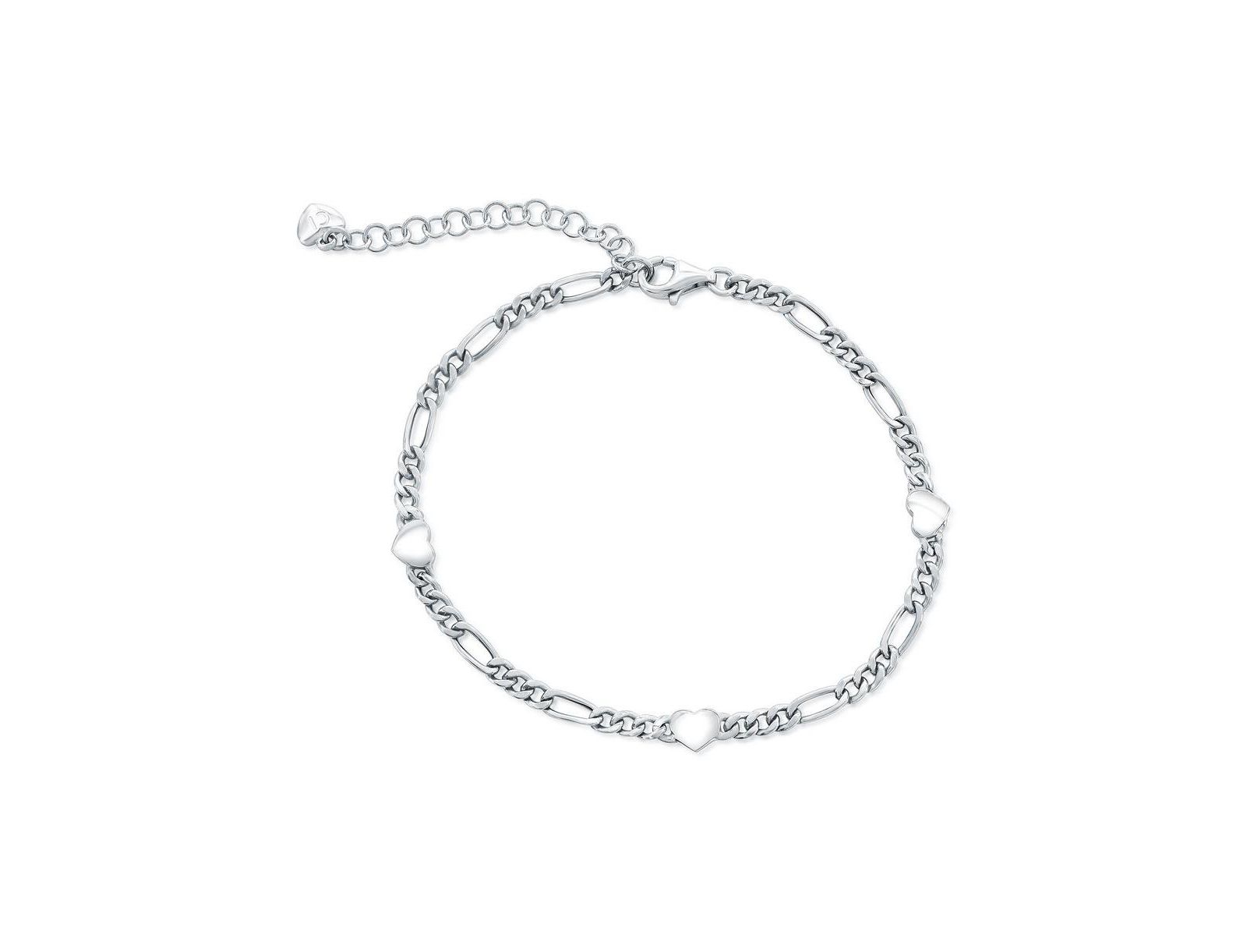Браслет Sterling Heart Figaro