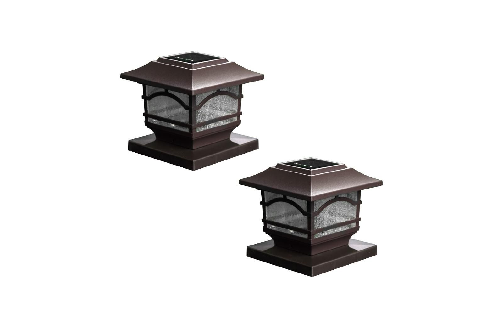 MAXSA Innovations Solar Post and Fence Cap Deck Railing Lights, 2-Pack Mission Style