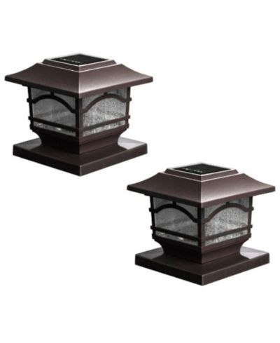 MAXSA Innovations Solar Post and Fence Cap Deck Railing Lights, 2-Pack Mission Style