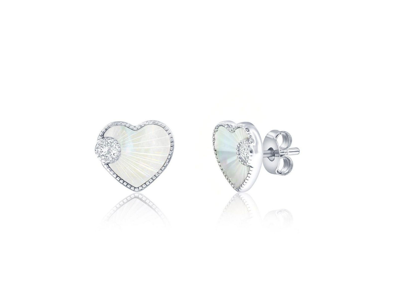 Серьги Sterling , D-C Heart MOP & CZ Studs