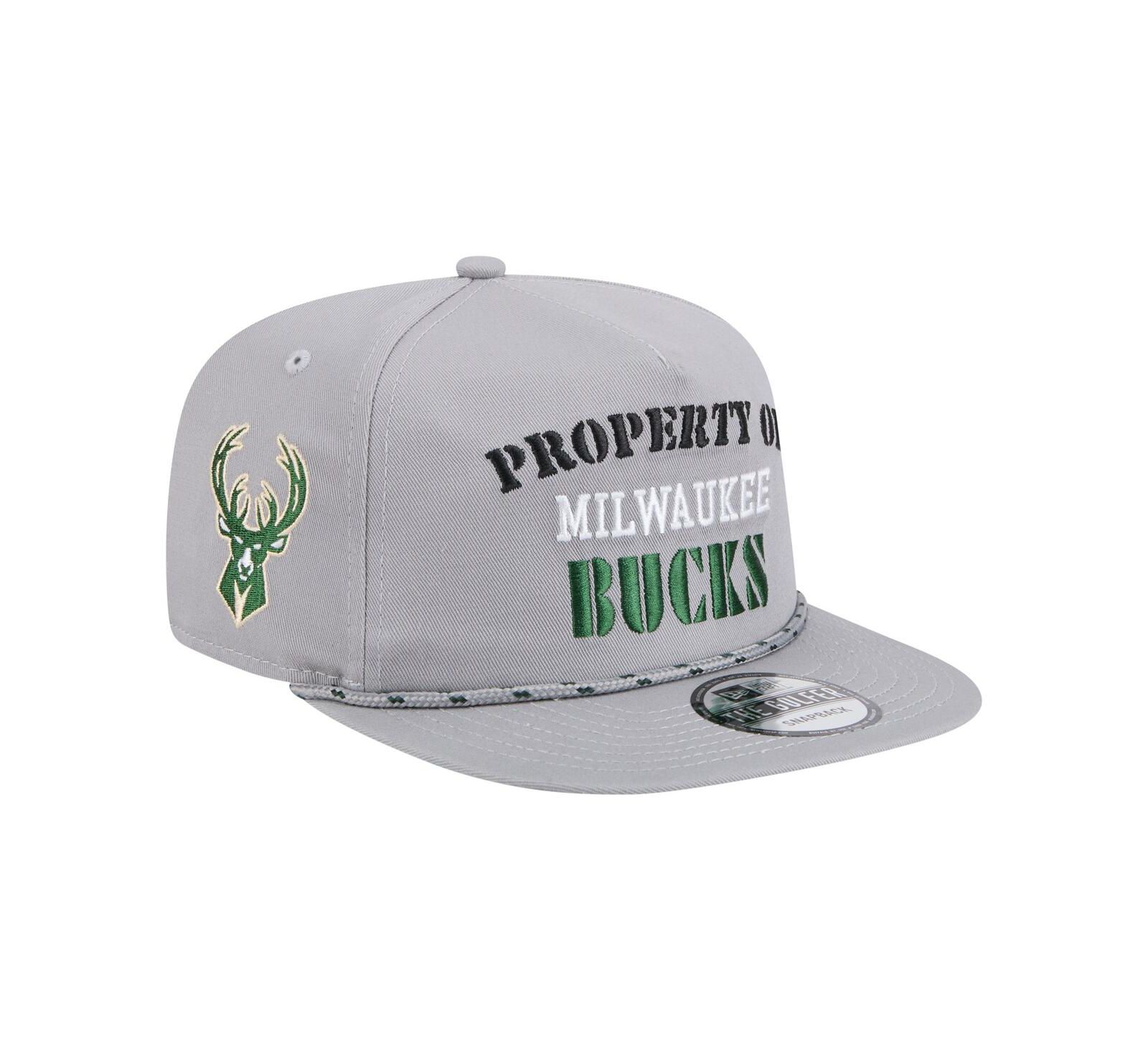 New Era Мужская серая кепка-снэпбэк Milwaukee Bucks Throwback Property Of Golfer
