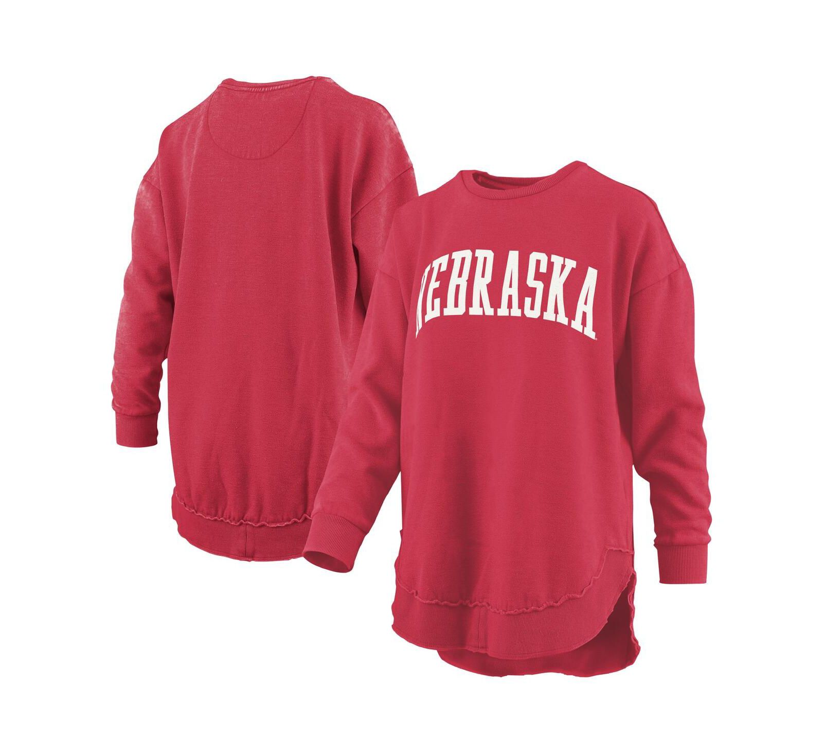 Pressbox Женский винтажный флисовый пуловер-свитшот с пончо Mélange Nebraska Huskers Scarlet