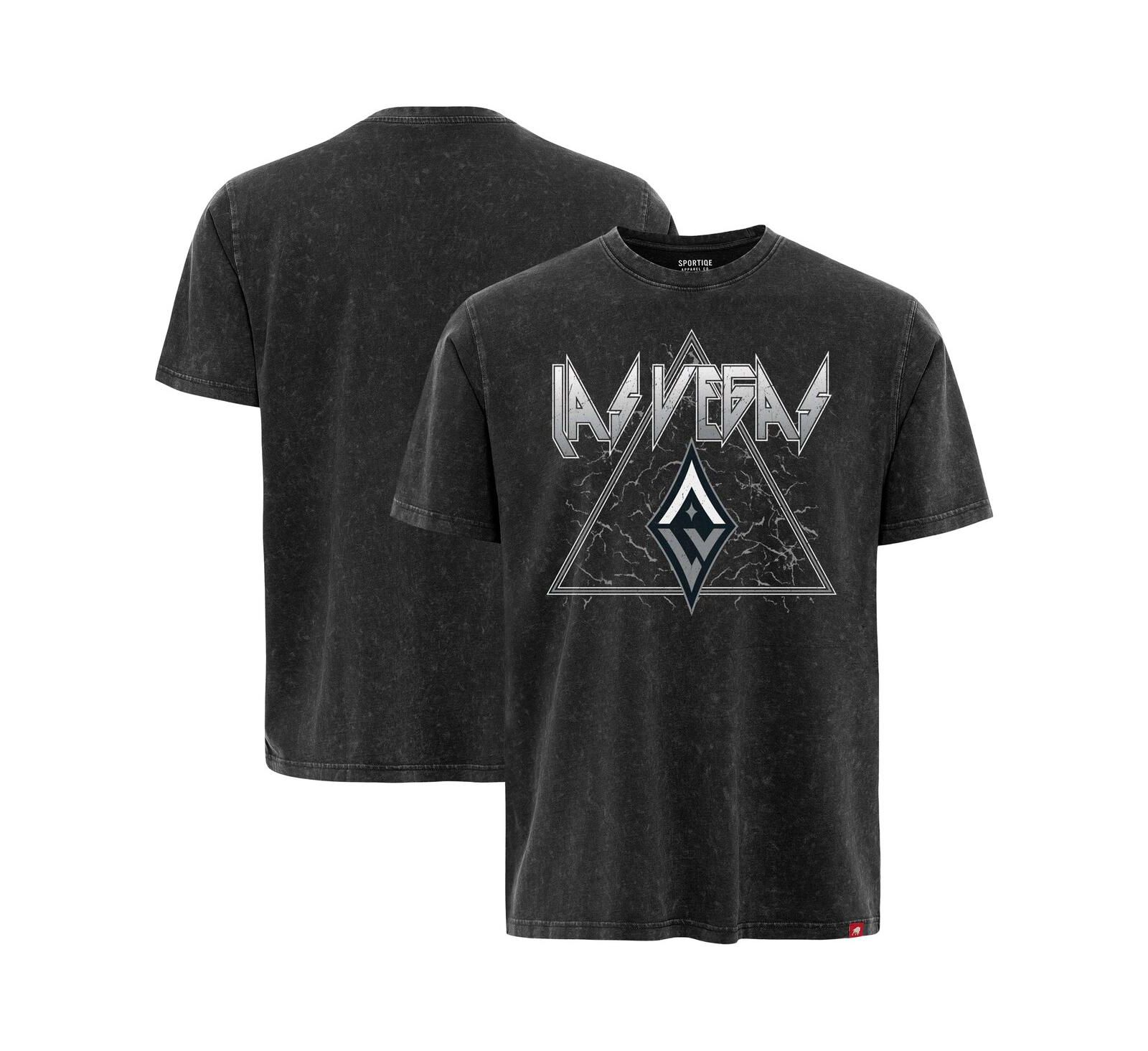 Sportiqe Men's and Women's Black Las Vegas Aces Rock Roll Collection Angus Mineral Wash Premium T-Shirt