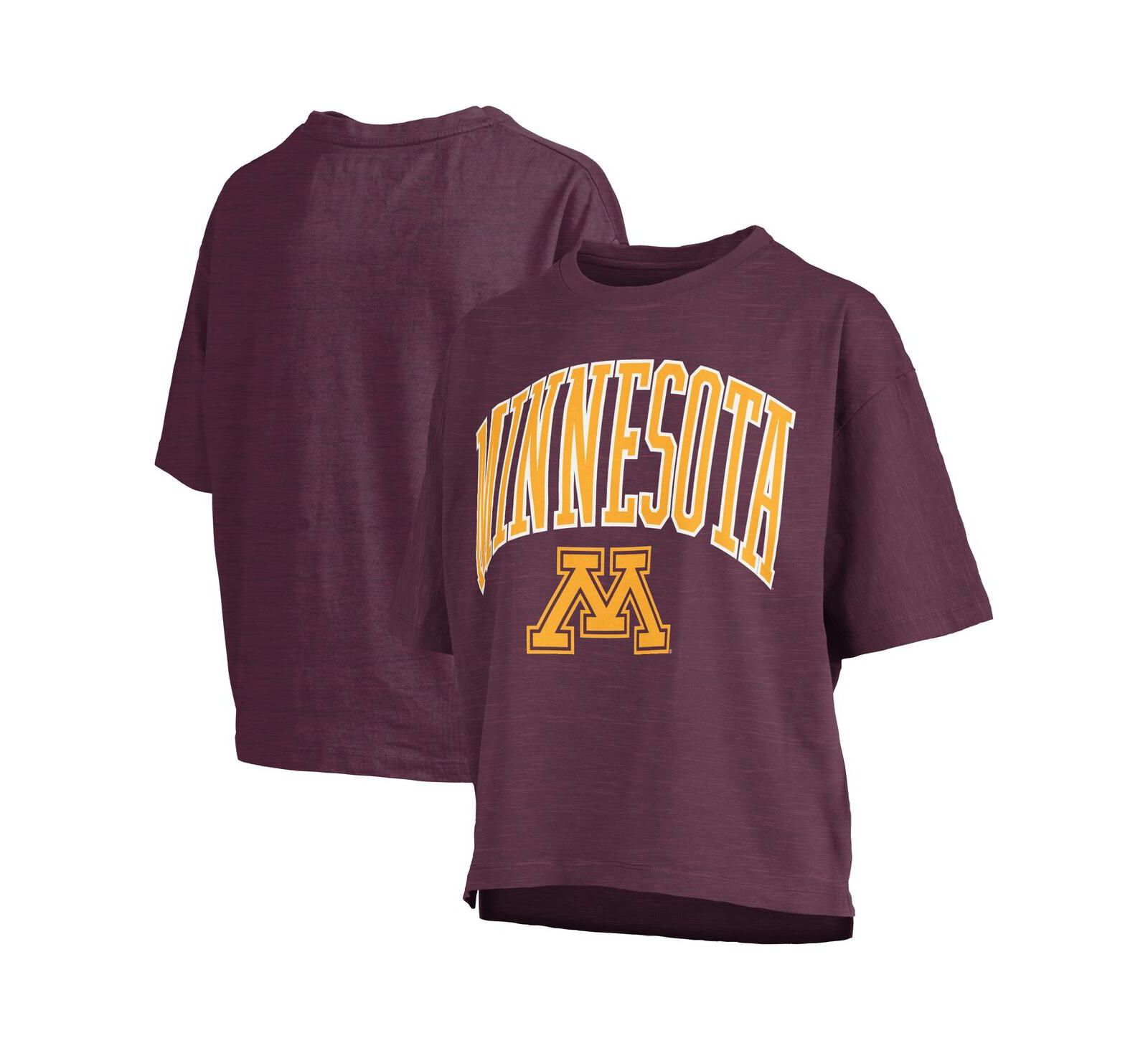 Pressbox Women's Maroon Minnesota Golden Gophers Nelson Arch Over Logo Waist Length Oversized Slub T-Shirt