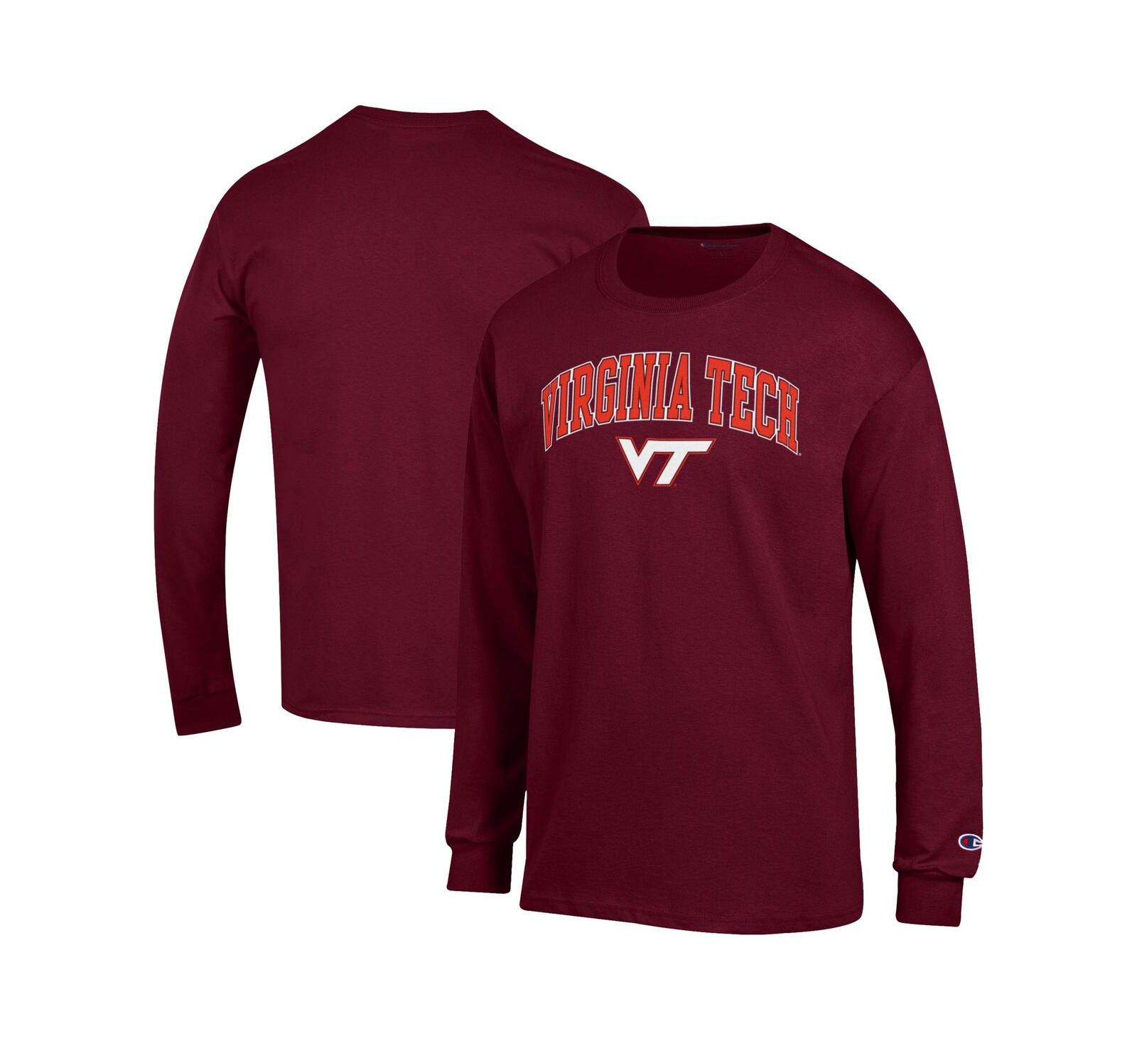 Мужская футболка Champion Maroon Virginia Tech Hokies Arch Over Logo Long Sleeve