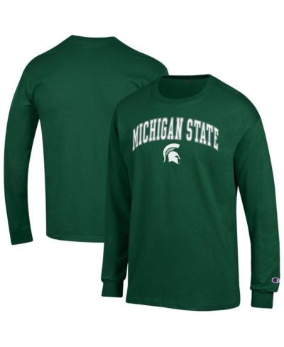 Мужская футболка Champion Michigan State Spartans Arch Over Logo с длинным рукавом, зеленая