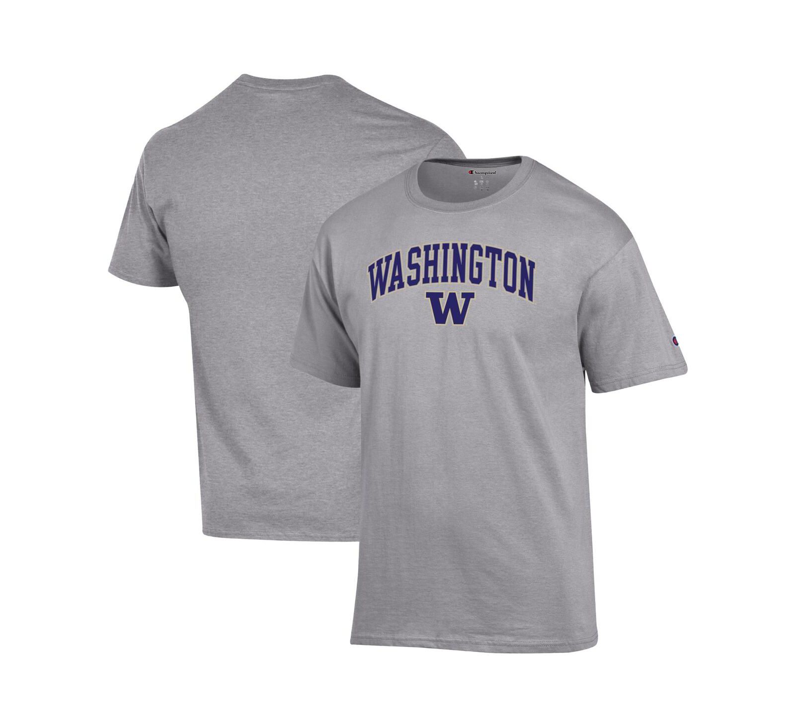 Мужская футболка Champion Heather Gray Washington Huskies Arch Over Logo