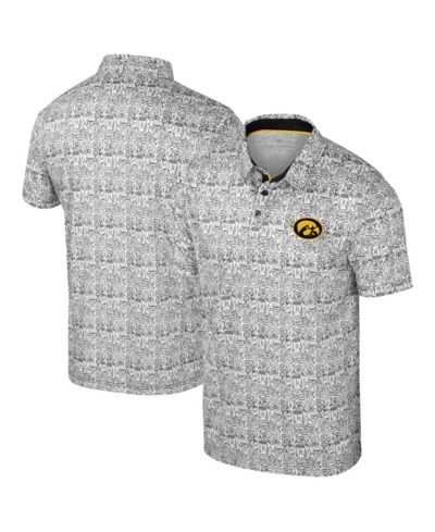 Colosseum Men's Black/White Iowa Hawkeyes Big & Tall Allover Polo Shirt