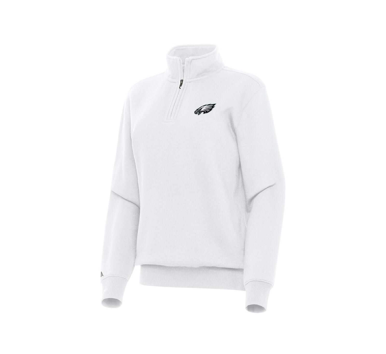 Antigua Women's White Philadelphia Eagles Victory Quarter-Zip Sweatshirt