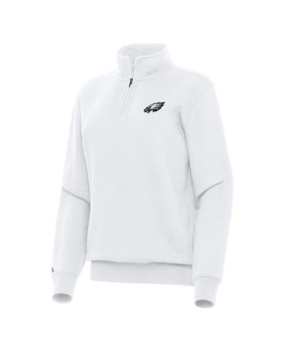 Antigua Women's White Philadelphia Eagles Victory Quarter-Zip Sweatshirt