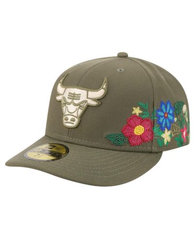 New Era Men's Olive Chicago Bulls Tonal Florals 59FIFTY Fitted Hat