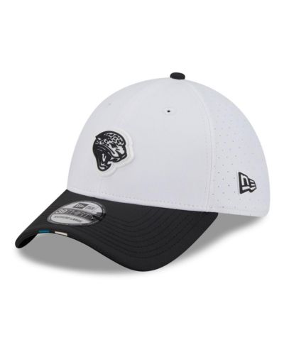 Кепка New Era Men's White/Black Jacksonville Jaguars 2025 NFL Training Camp Throwback Logo 39THIRTY Flex