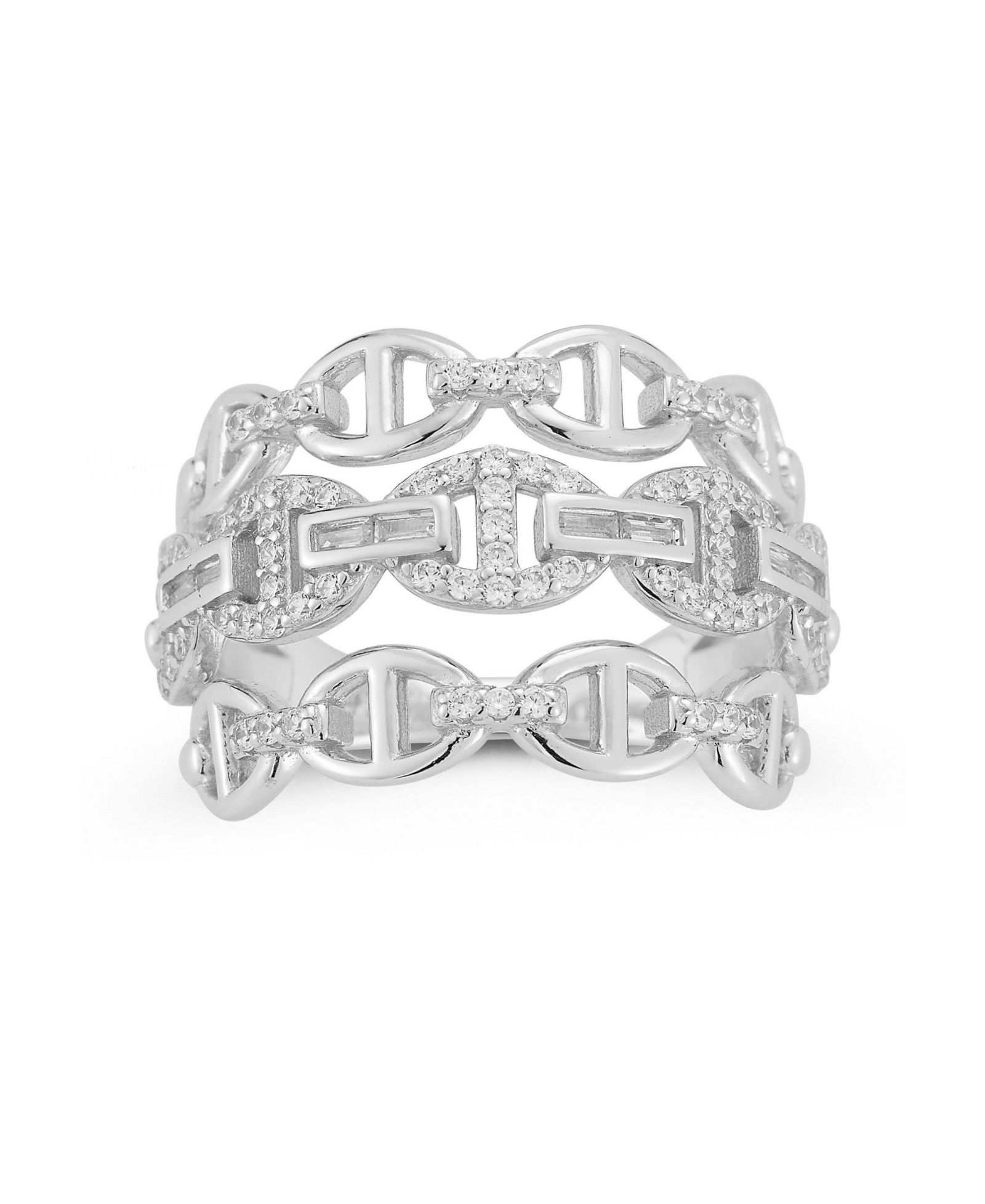 Rachel Zoe кольцо Mariner Link с тройным рядом pave, позолоченное серебро