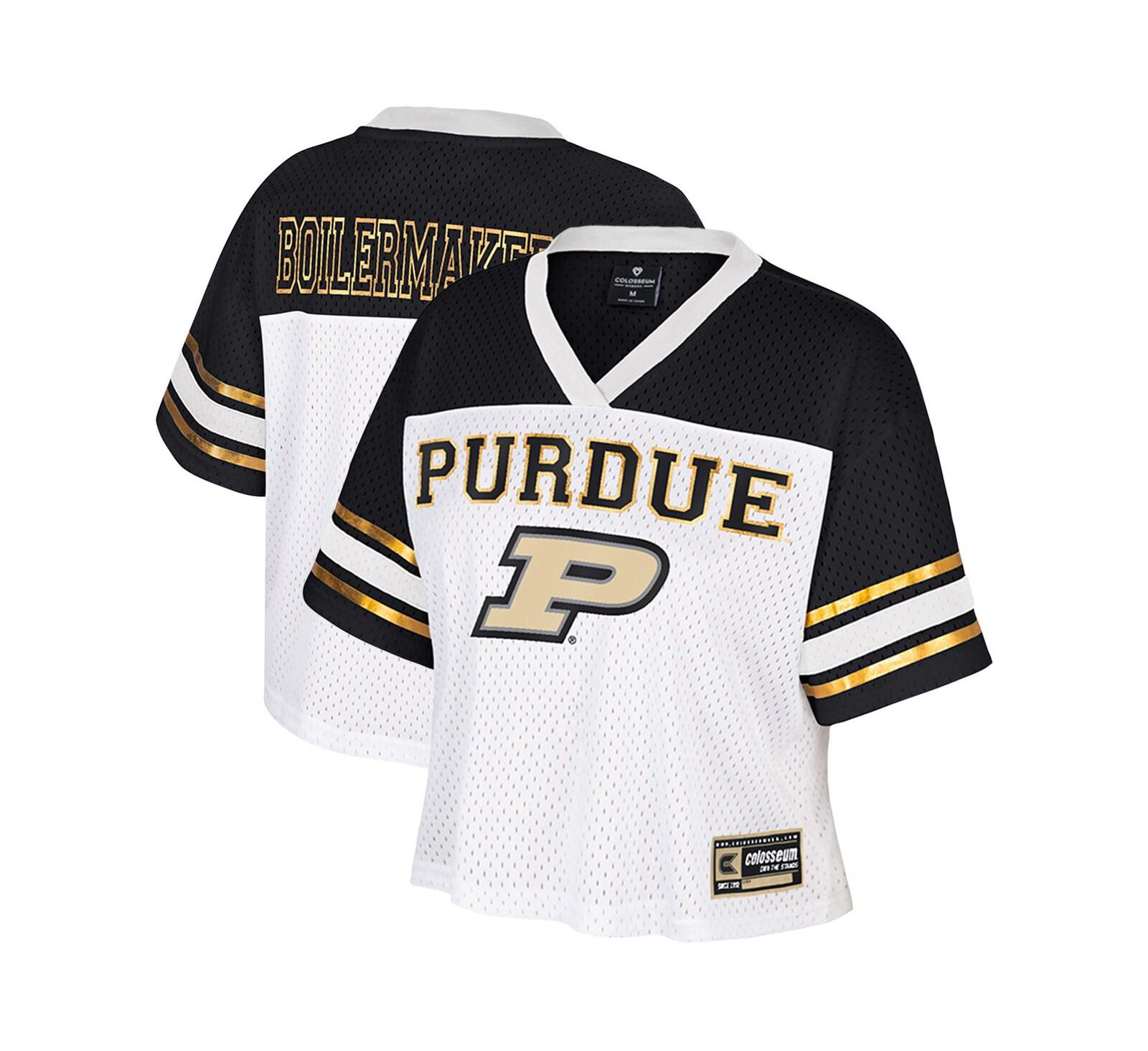 Colosseum Women's White Purdue Boilermakers Treasure Cropped Football Jersey