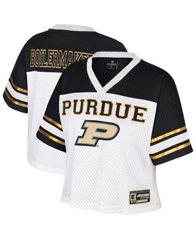 Colosseum Women's White Purdue Boilermakers Treasure Cropped Football Jersey