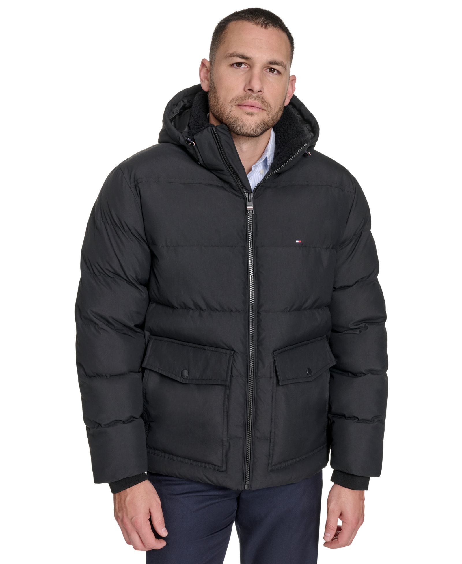 Tommy Hilfiger Men's Two Pocket Hooded Puffer Jacket