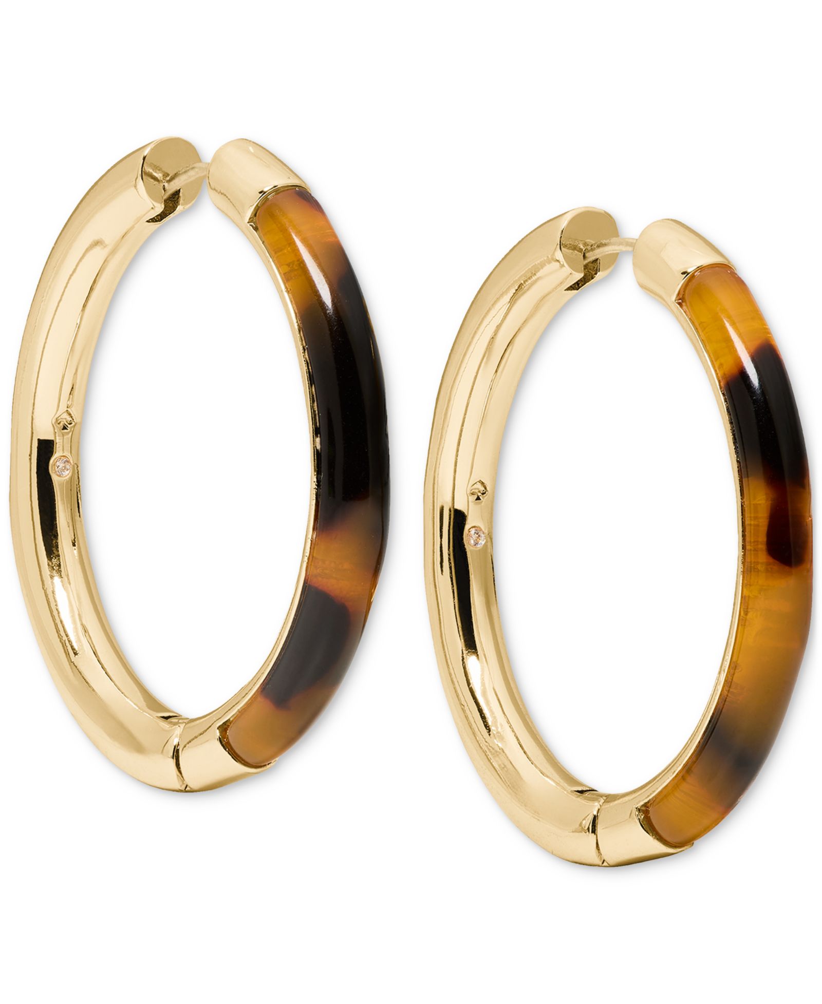 kate spade new york Серьги-кольца Interlock Tortoise Gold-Tone Medium 1.34"