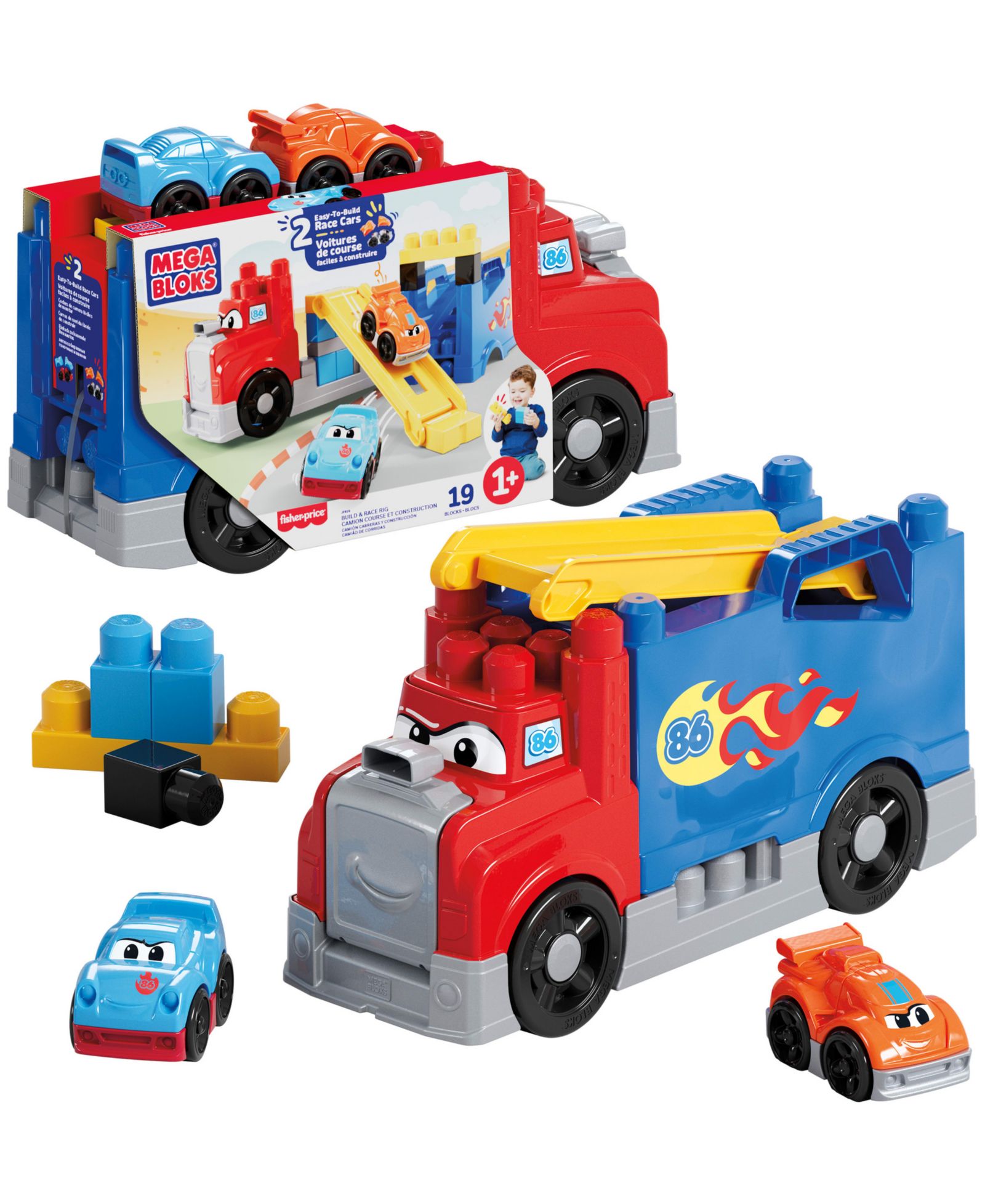 Mega Bloks First Builders Build and Race Rig 19-Piece Building Set, Ages 1+