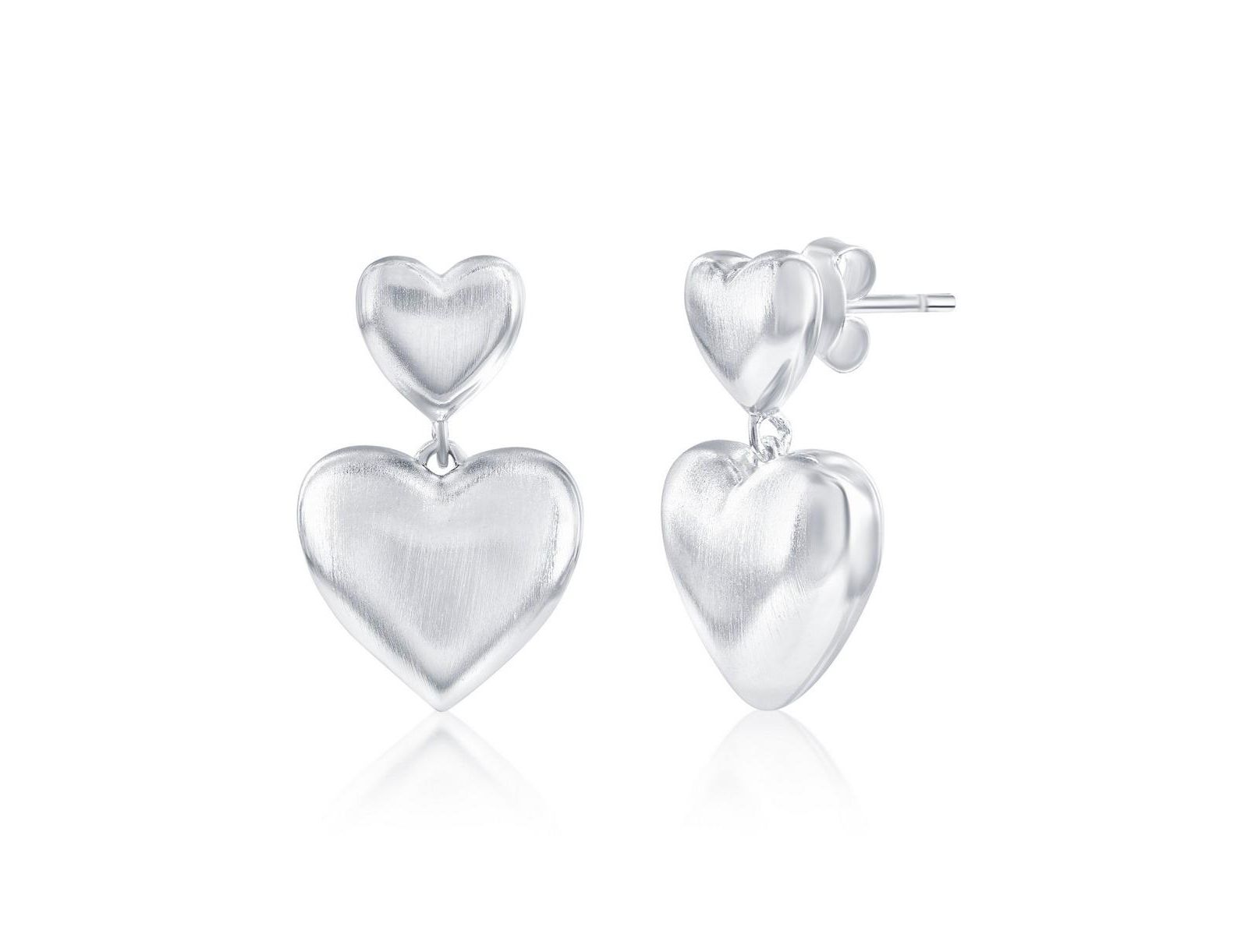 Серьги Simona Sterling, Double Heart, Matte Puffed