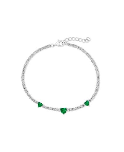 Sterling , Heart CZ Tennis Bracelet
