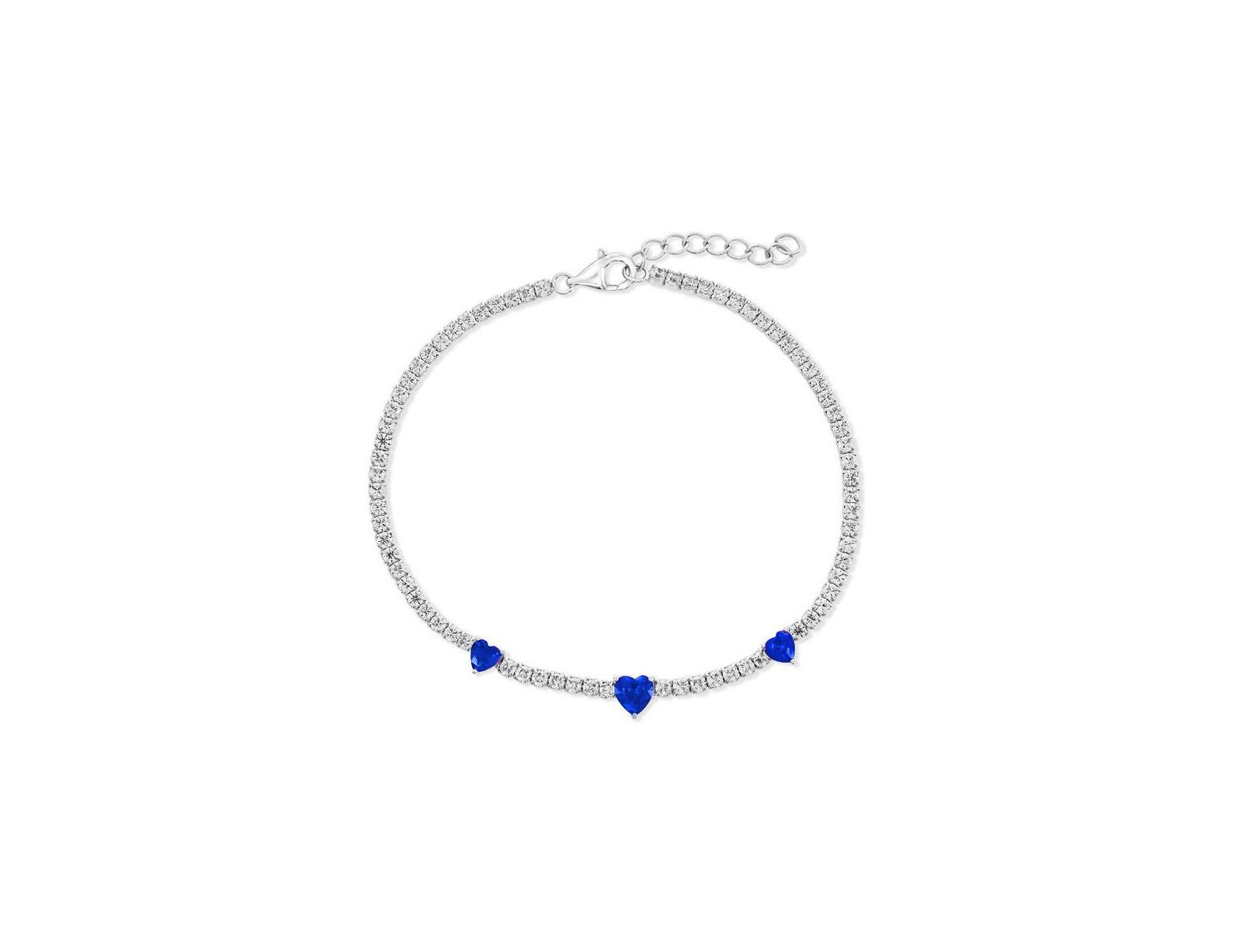 Sterling , Heart CZ Tennis Bracelet