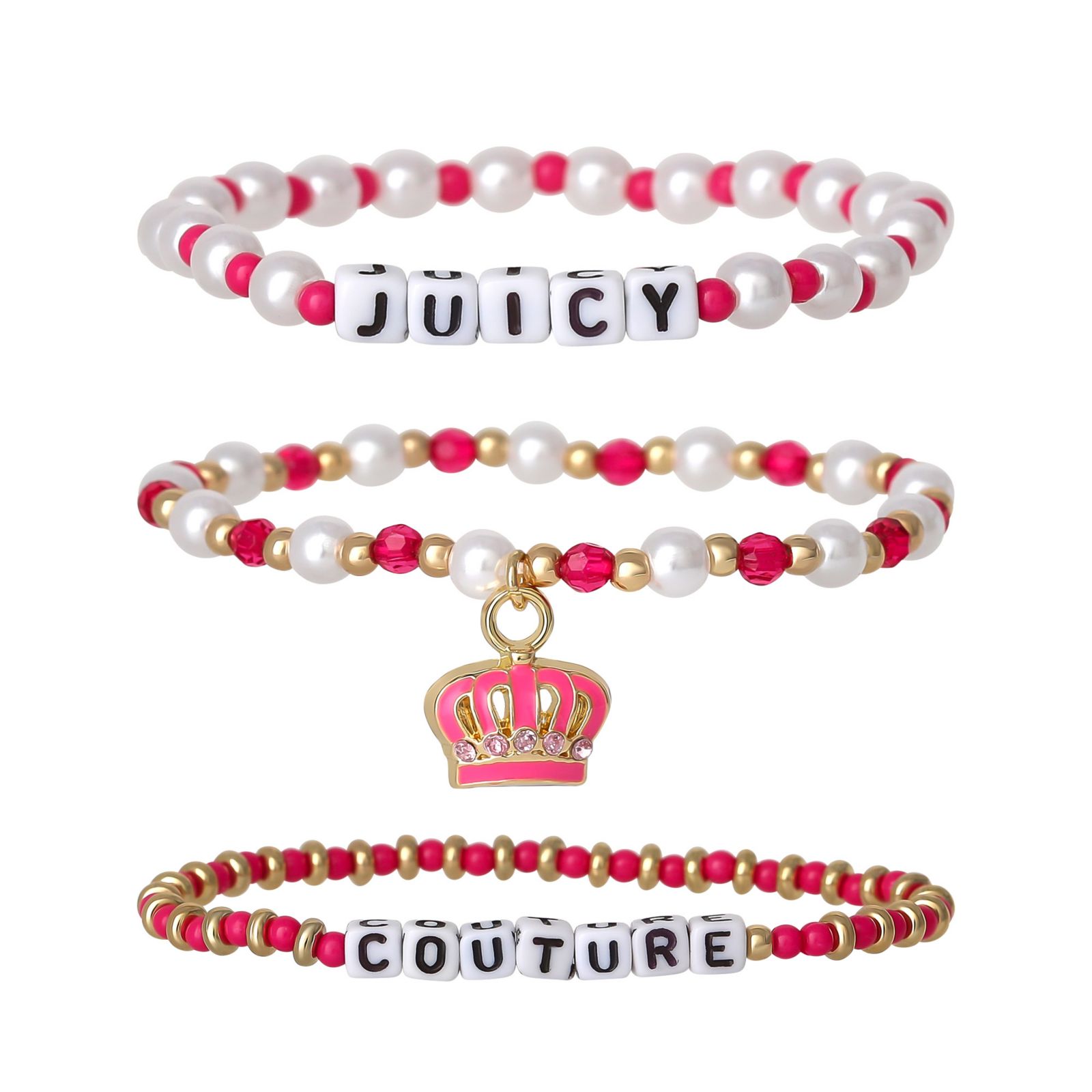 Juicy Couture Kids Набор из 3 видов бисерных украшений с подвеской Crown Charm