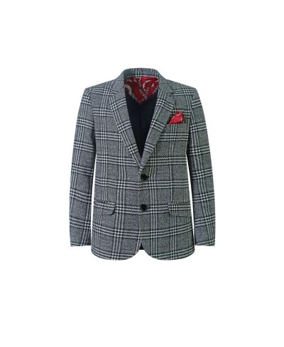 Elie Balleh Little Boys Boys 4 6-7 Slim Fit Windowpane Blazers Sports Coat Jacket