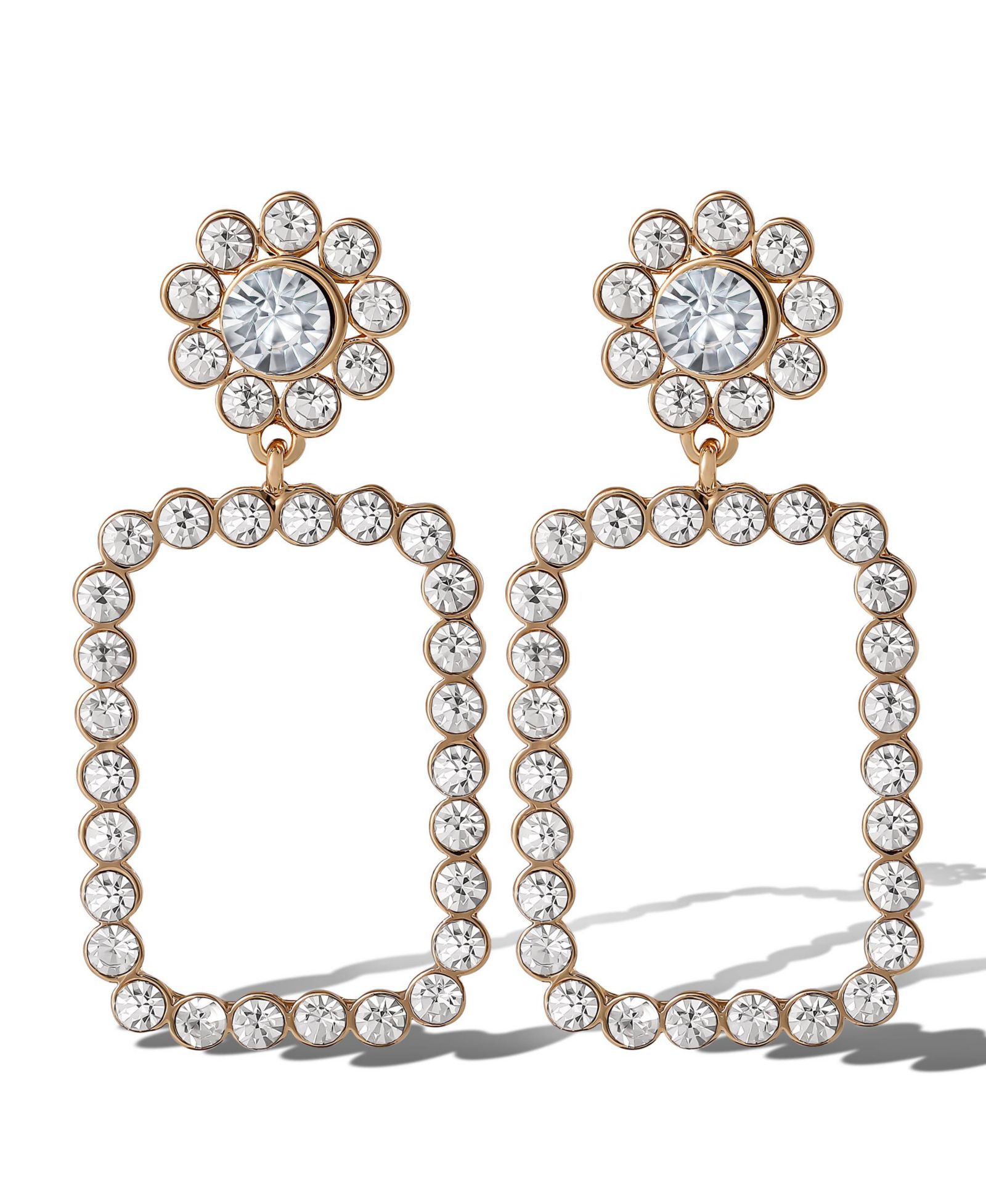 Jessica Simpson -Tone Pave Rectangle Drop Earrings
