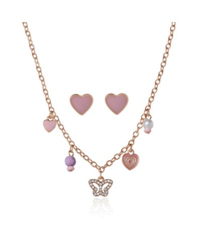 Jessica Simpson Kids Heart Charm Necklace and Earrings Set