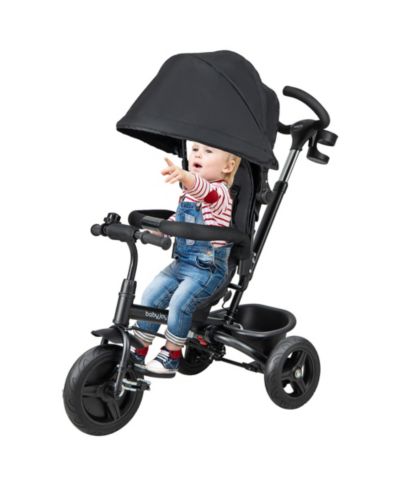 Gymax 4-in-1 Baby Tricycle Toddler Trike with Reversible Seat Canopy and Push Handle
