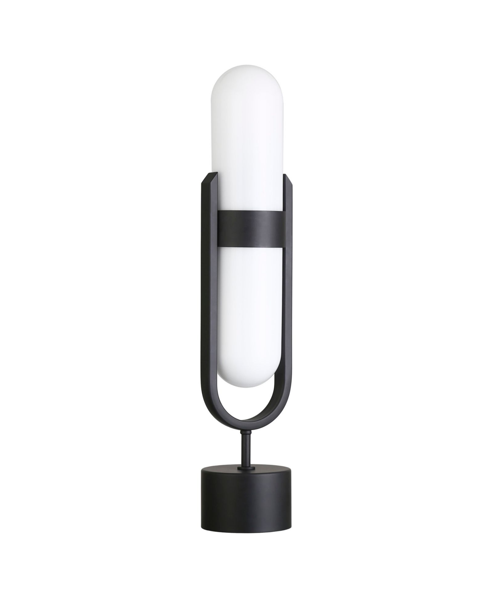 Hudson & Canal Blair 25" Metal Pill-Shaped Table Lamp with Milk Glass Shade