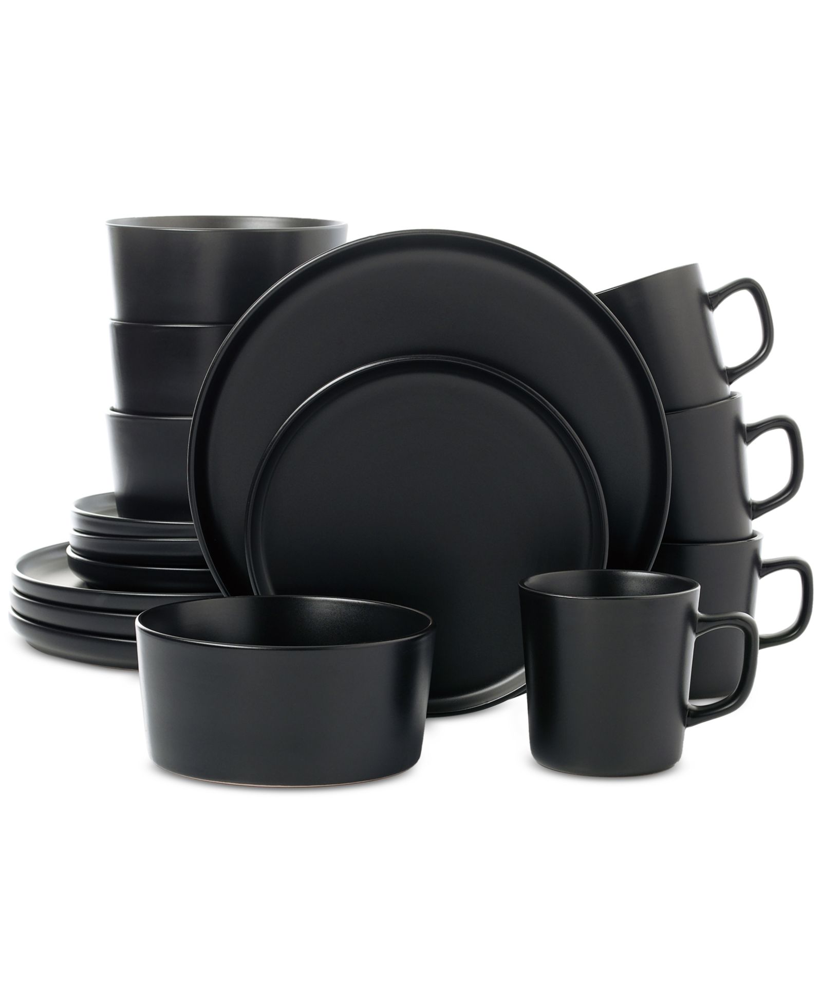 Lorren Home Trends Black 16-Pc. Dinnerware Set, Service for 4