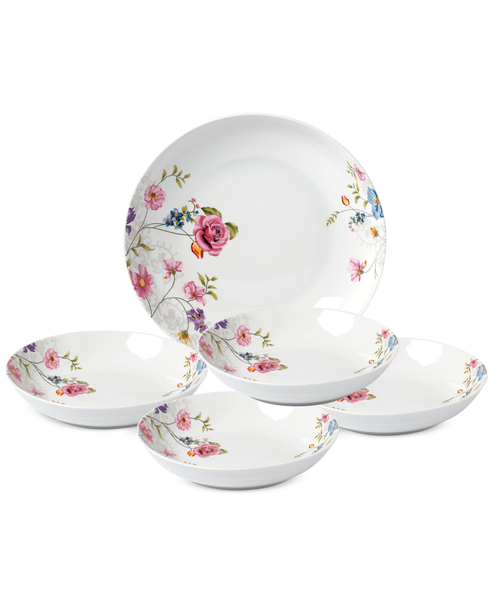 Lorren Home Trends Floral 5-Piece Pasta Bowl Set