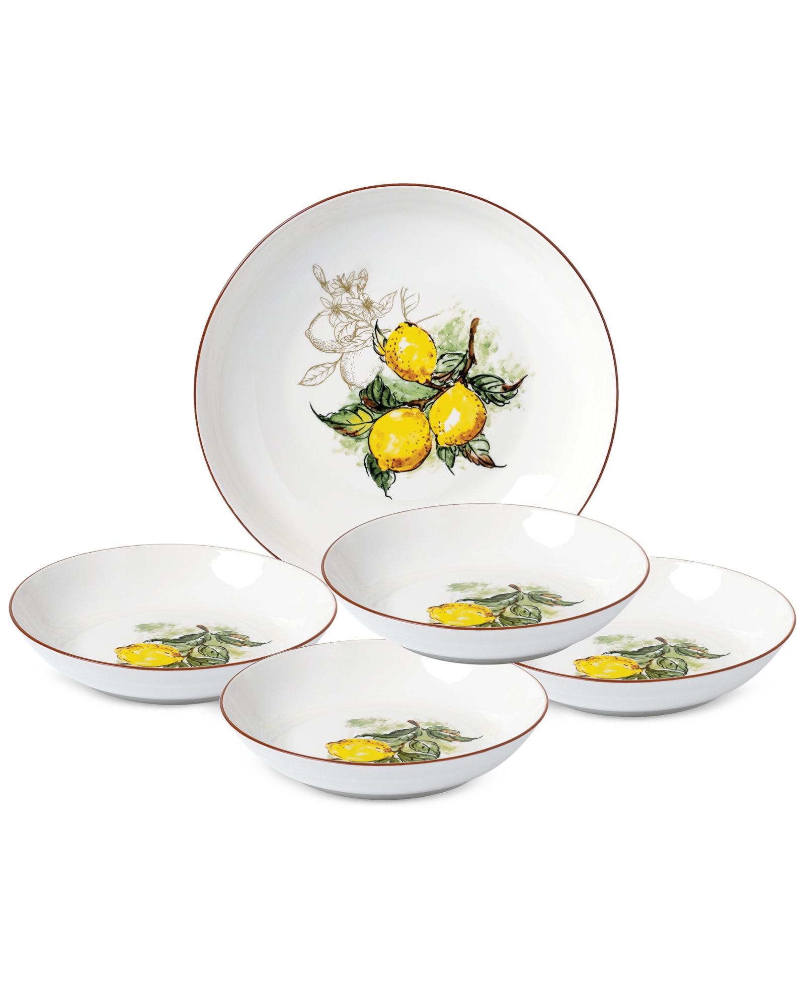 Lorren Home Trends Lemon Набор из 5 мисок для пасты
