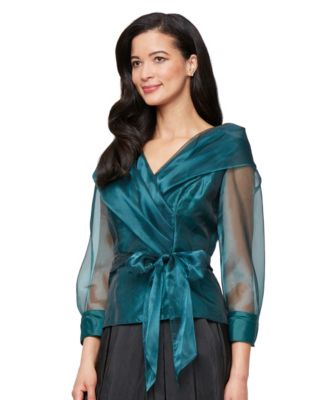 Alex Evenings Women's Organza 3/4-Sleeve Blouse