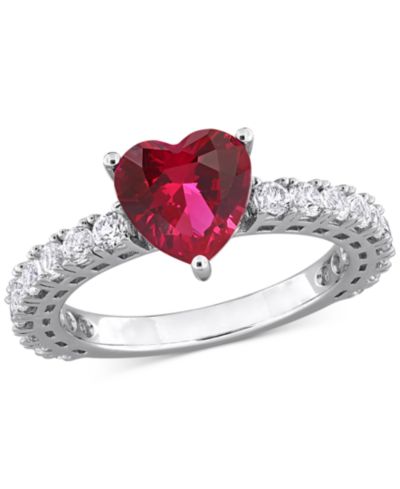 Кольцо с рубином (3/4 ct. t.w.) и белым сапфиром (1 ct. t.w.) из стерлингового серебра