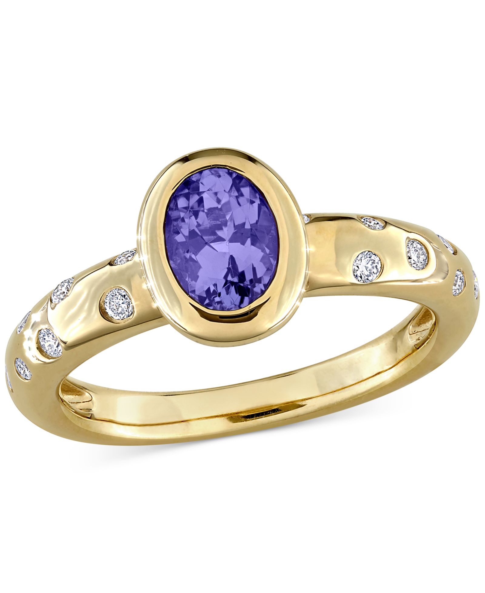 Кольцо с танзанитом (3/4 ct. t.w.) и бриллиантом (1/4 ct. t.w.) в золоте 10k
