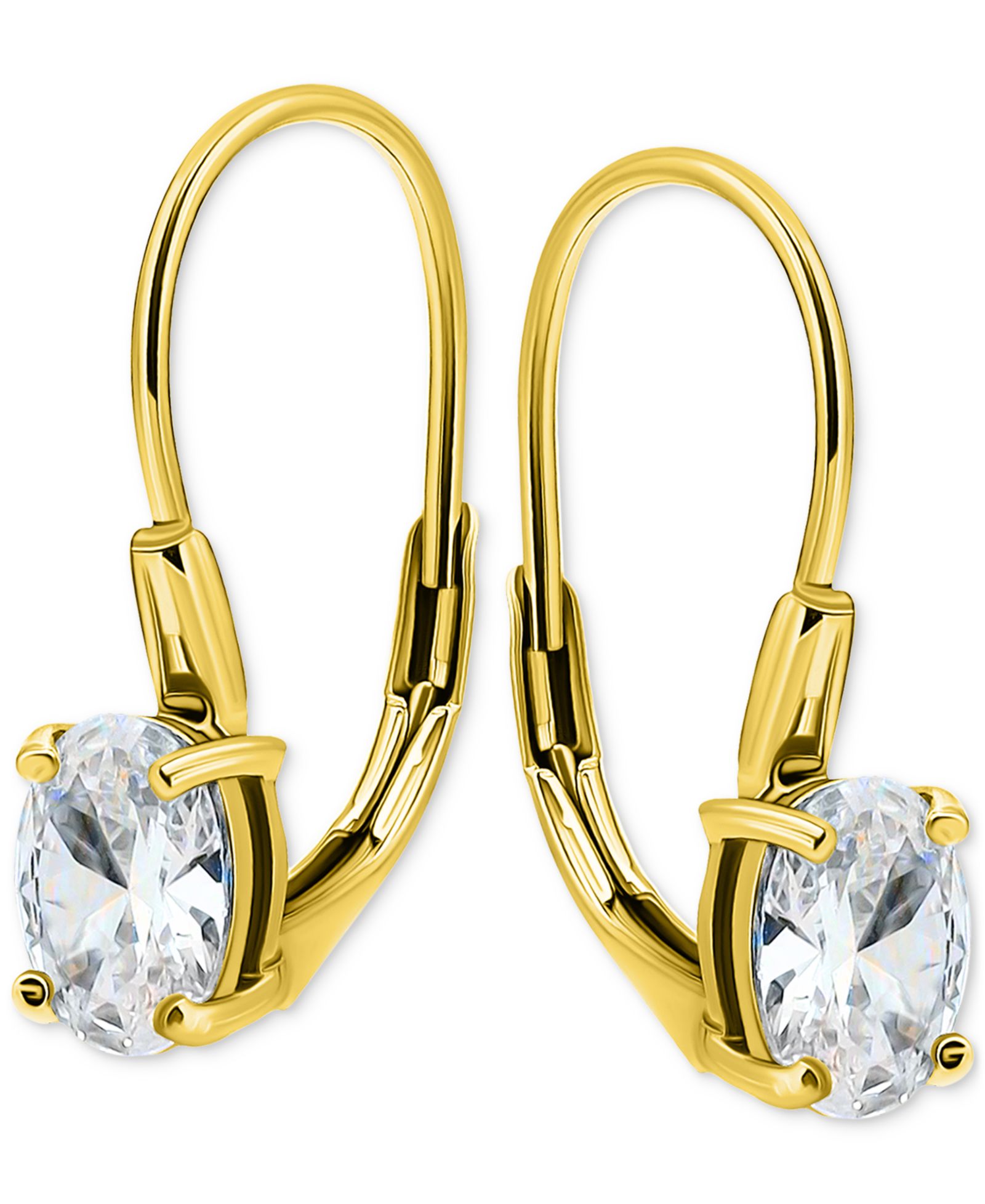 Giani Bernini Серьги-подвески Cubic Zirconia Oval Leverback 18k Gold-Plated