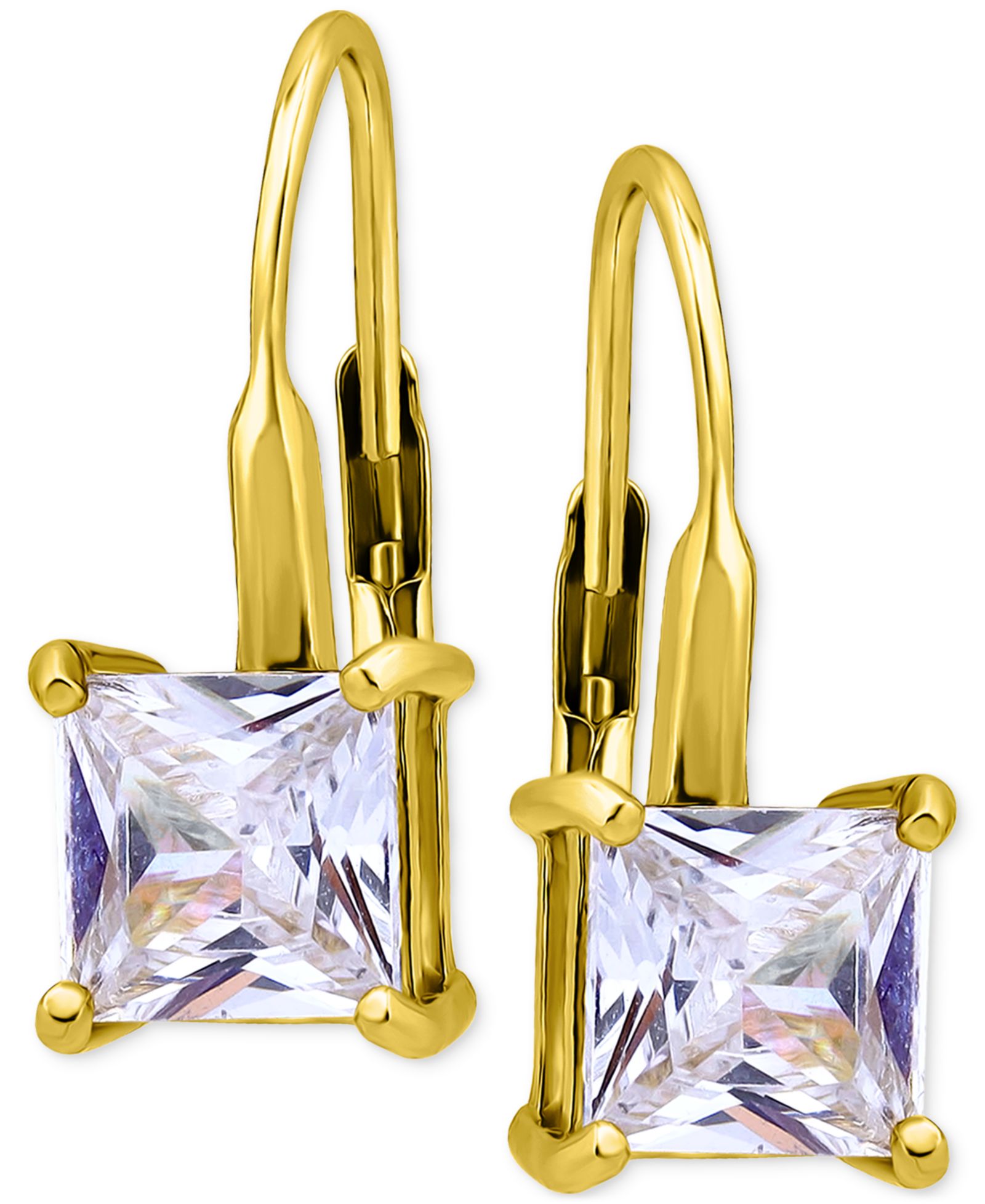 Giani Bernini Cubic Zirconia Square Leverback Drop Earrings in 18k Gold-Plated Sterling Silver, Macy's Exclusive