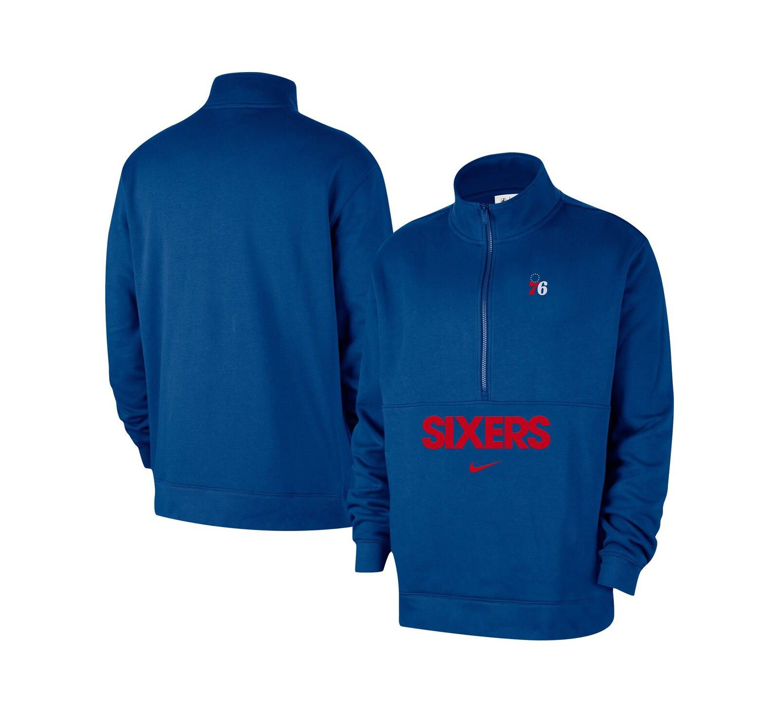 Nike Men's Blue Philadelphia 76ers Courtside Club Half-Zip Jacket