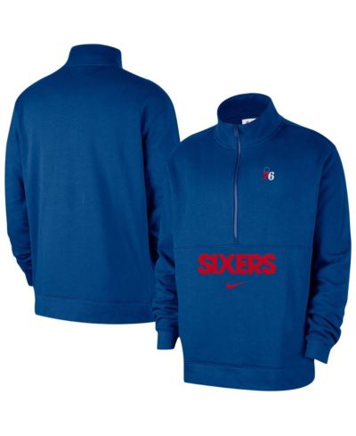 Мужская синяя куртка Nike Philadelphia 76ers Courtside Club Half-Zip