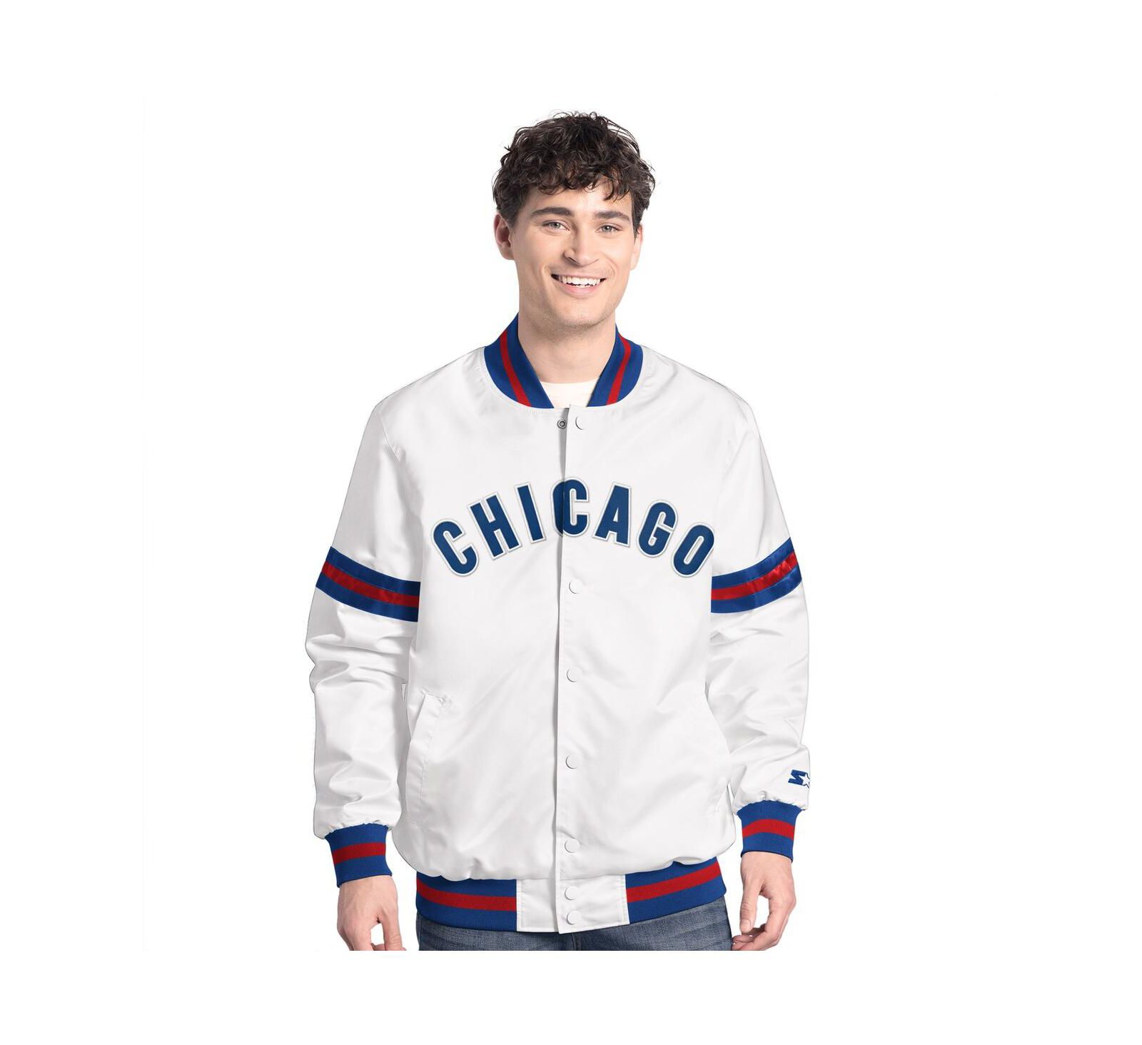 Starter Men's White Chicago Cubs Cooperstown Scout Full-Snap Varsity Jacket