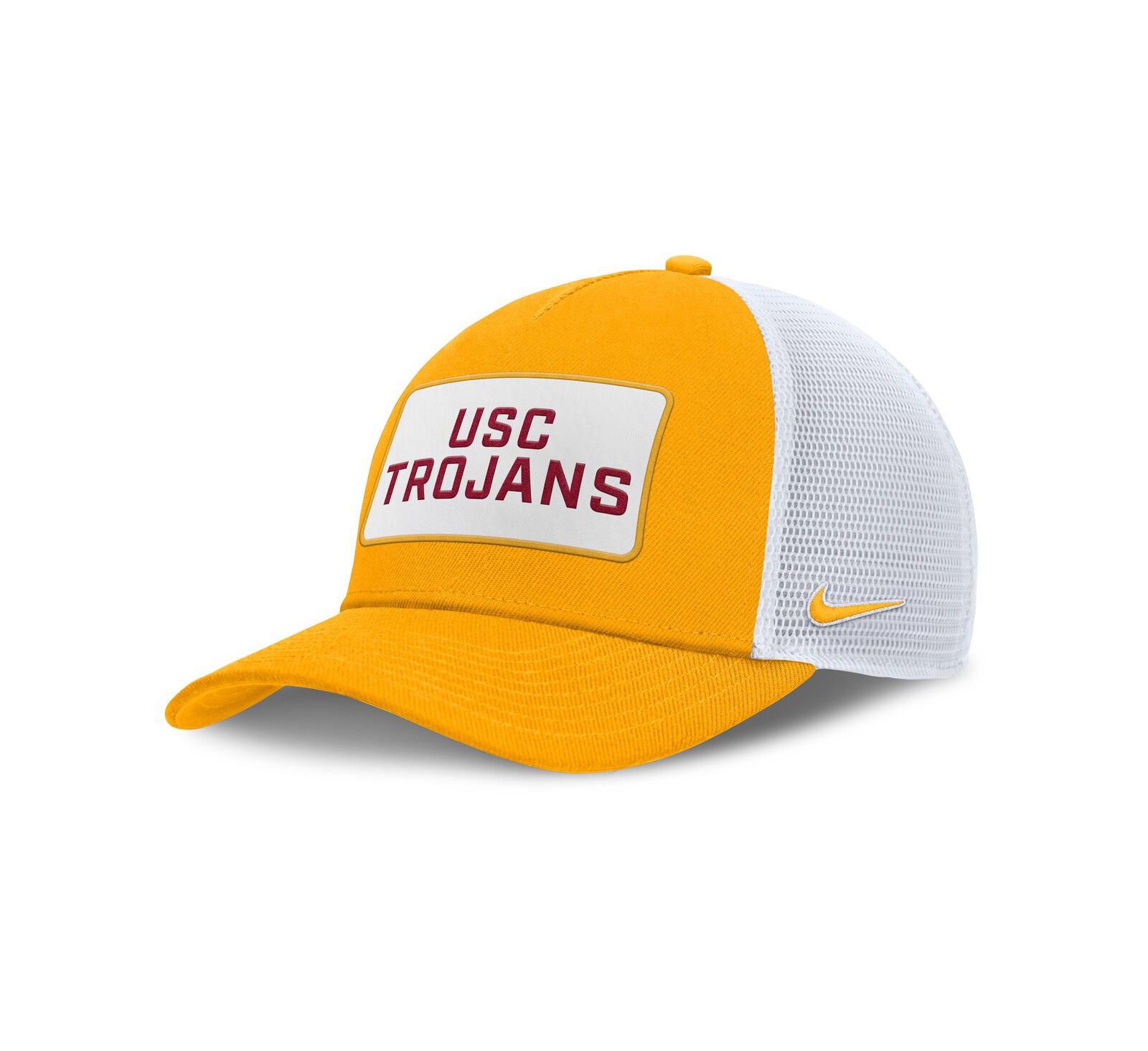 Nike Men's Gold/White USC Trojans 2025 On-Field Rise Patch Trucker Adjustable Hat