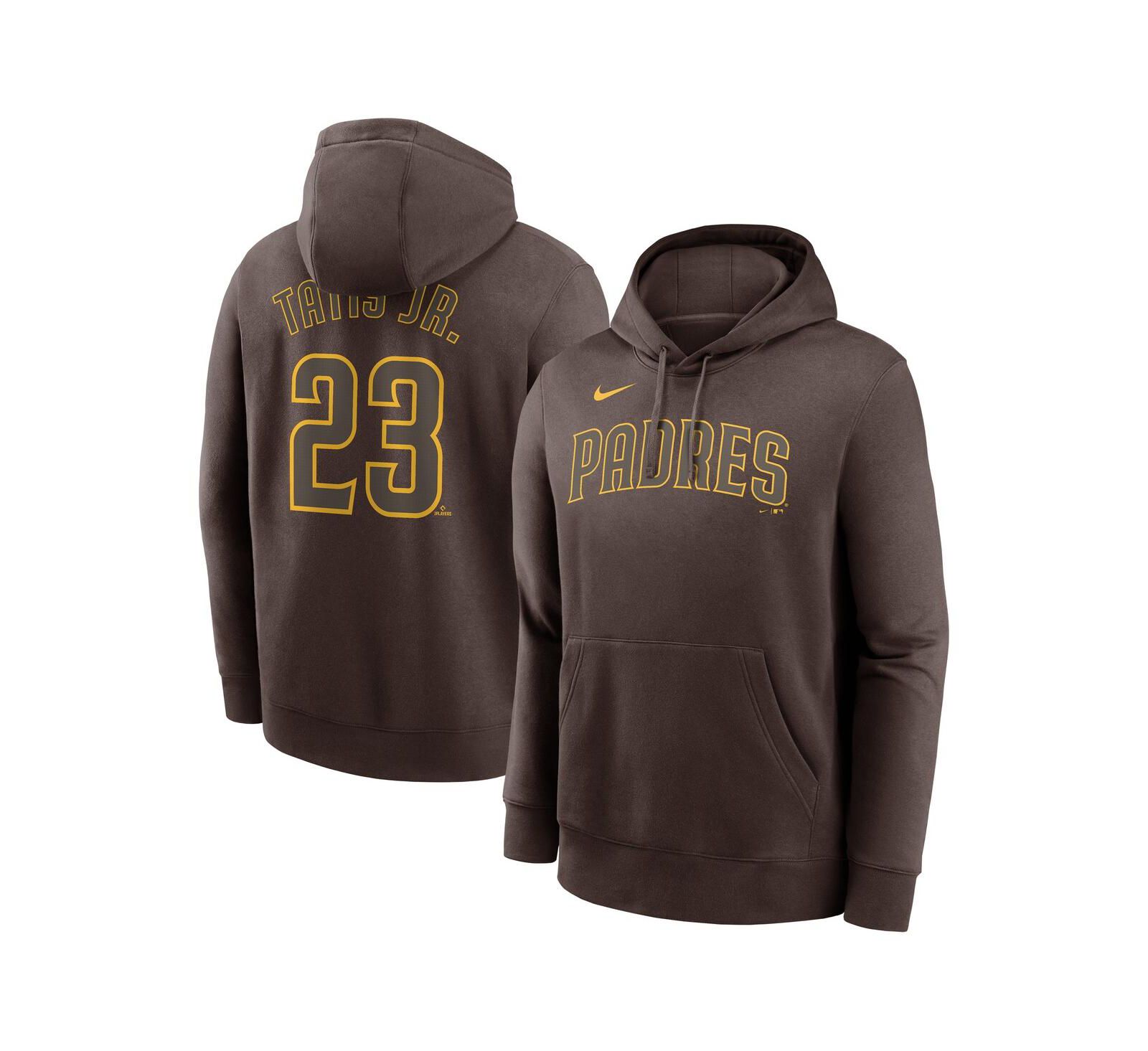 Nike Men's Fernando Tatis Jr. Brown San Diego Padres Player Name & Number Club Fleece Pullover Hoodie